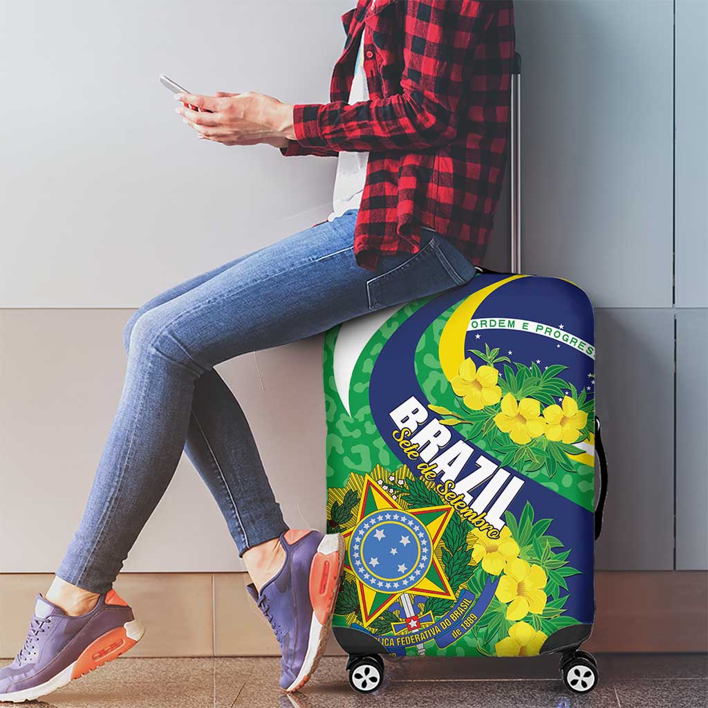 Brazil Sete de Setembro Luggage Cover Flor De Ip Amarel Leopard Pattern - Wonder Print Shop