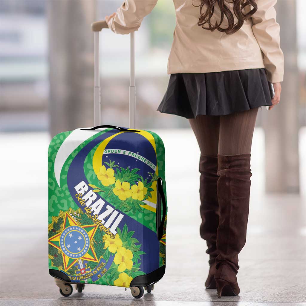 Brazil Sete de Setembro Luggage Cover Flor De Ip Amarel Leopard Pattern - Wonder Print Shop