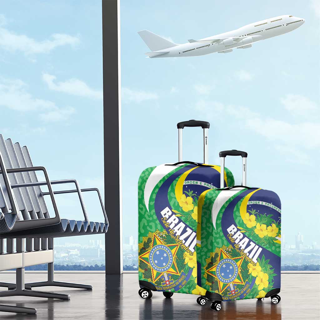 Brazil Sete de Setembro Luggage Cover Flor De Ip Amarel Leopard Pattern - Wonder Print Shop