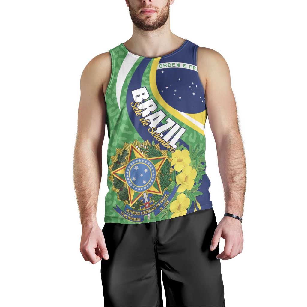 Brazil Sete de Setembro Men Tank Top Flor De Ip Amarel Leopard Pattern - Wonder Print Shop