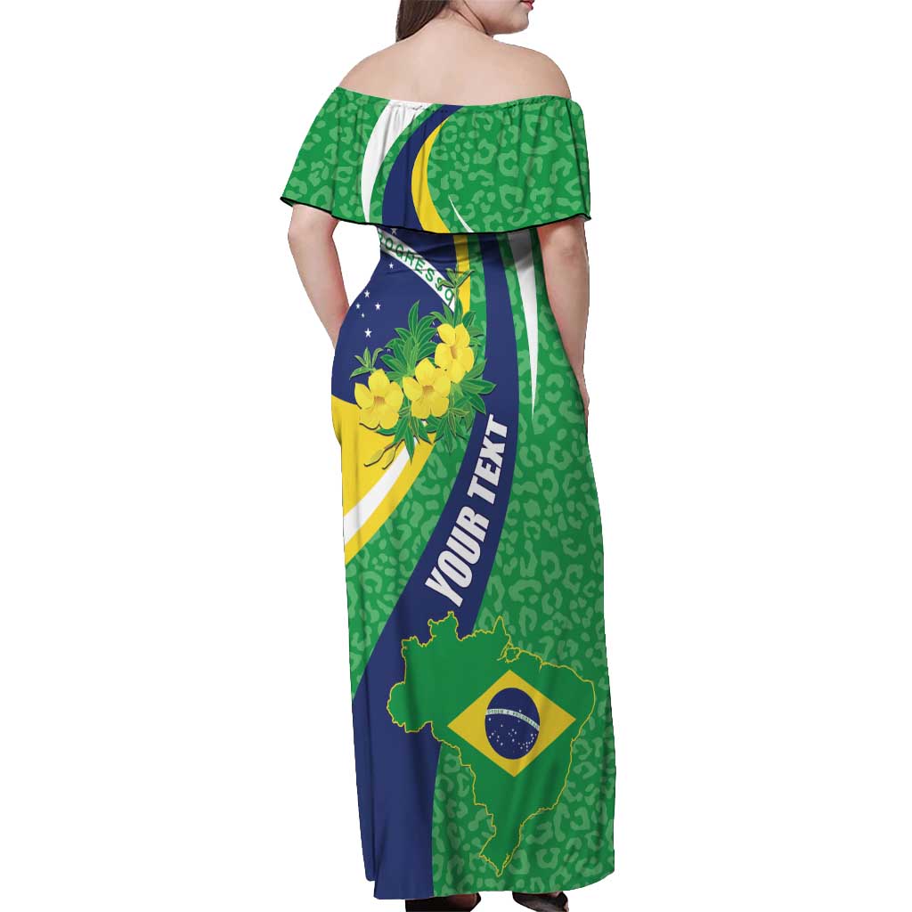 Brazil Sete de Setembro Off Shoulder Maxi Dress Flor De Ip Amarel Leopard Pattern - Wonder Print Shop