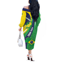 Brazil Sete de Setembro Off The Shoulder Long Sleeve Dress Flor De Ip Amarel Leopard Pattern - Wonder Print Shop