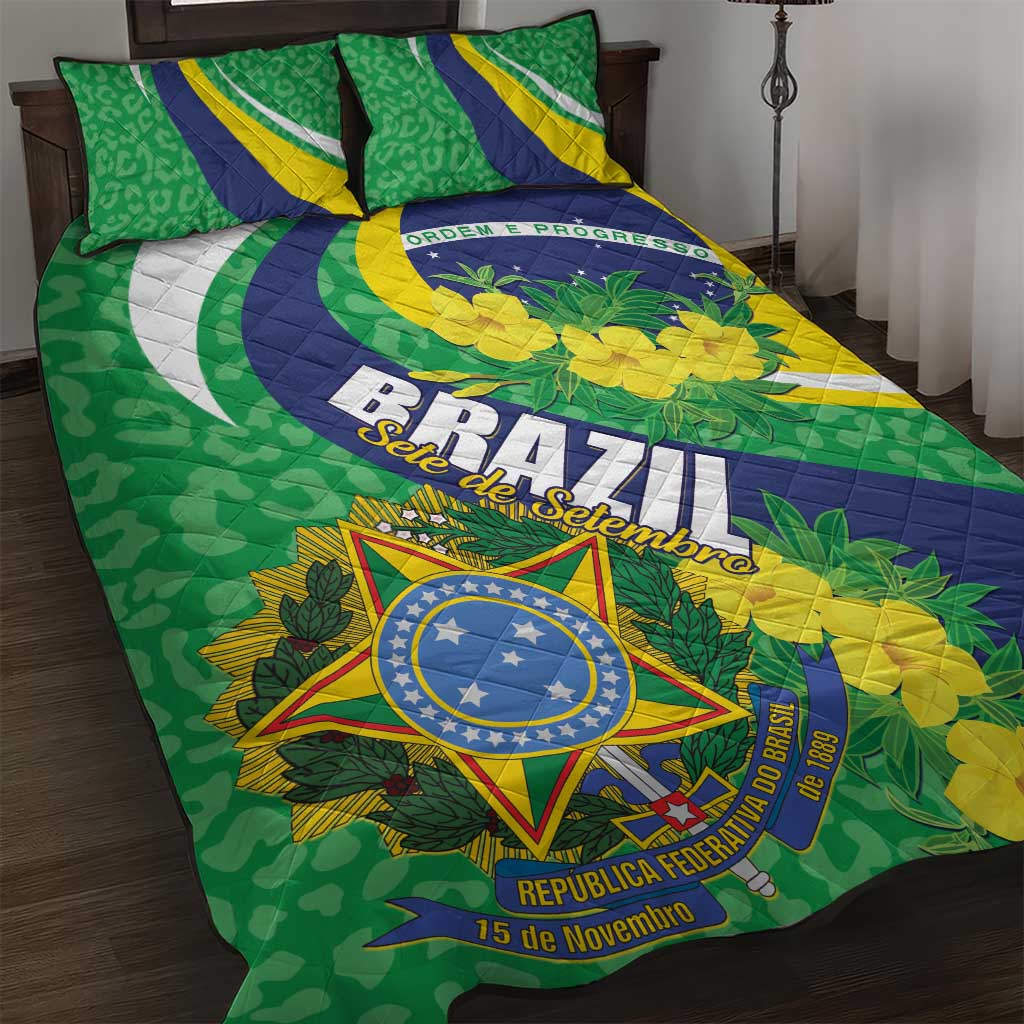 Brazil Sete de Setembro Quilt Bed Set Flor De Ip Amarel Leopard Pattern - Wonder Print Shop