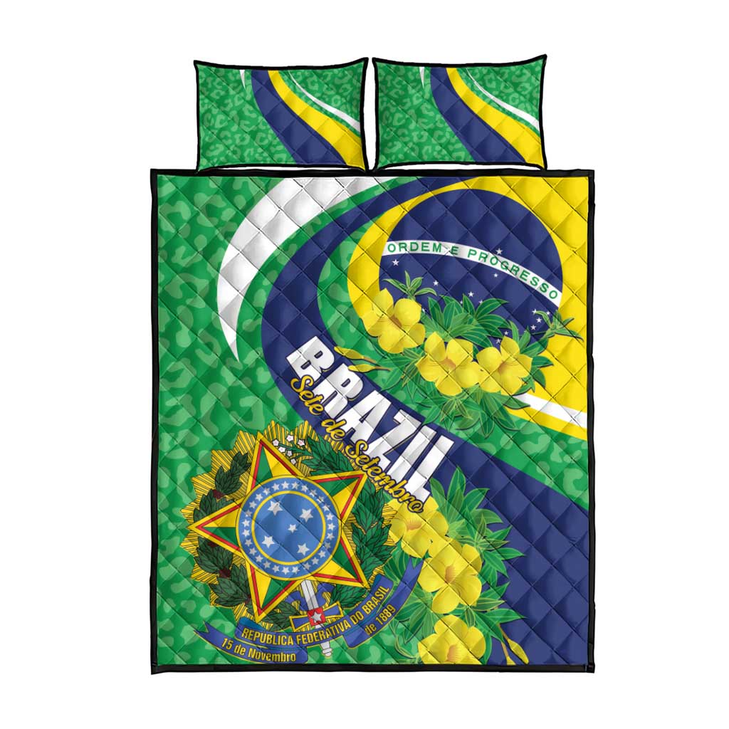 Brazil Sete de Setembro Quilt Bed Set Flor De Ip Amarel Leopard Pattern - Wonder Print Shop