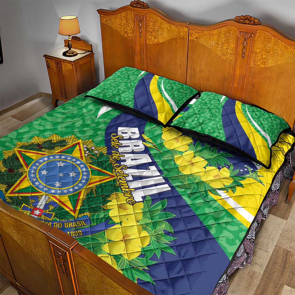 Brazil Sete de Setembro Quilt Bed Set Flor De Ip Amarel Leopard Pattern - Wonder Print Shop