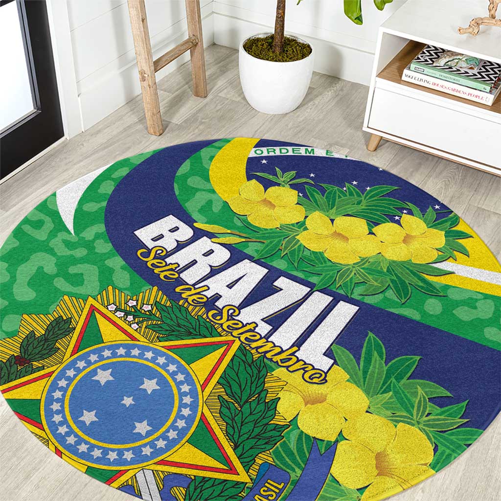 Brazil Sete de Setembro Round Carpet Flor De Ipê Amarel Leopard Pattern