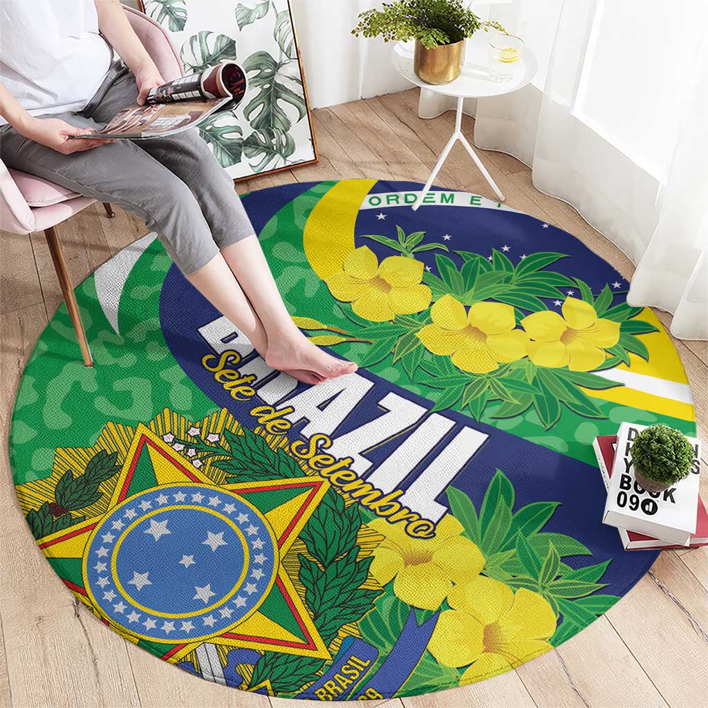 Brazil Sete de Setembro Round Carpet Flor De Ipê Amarel Leopard Pattern