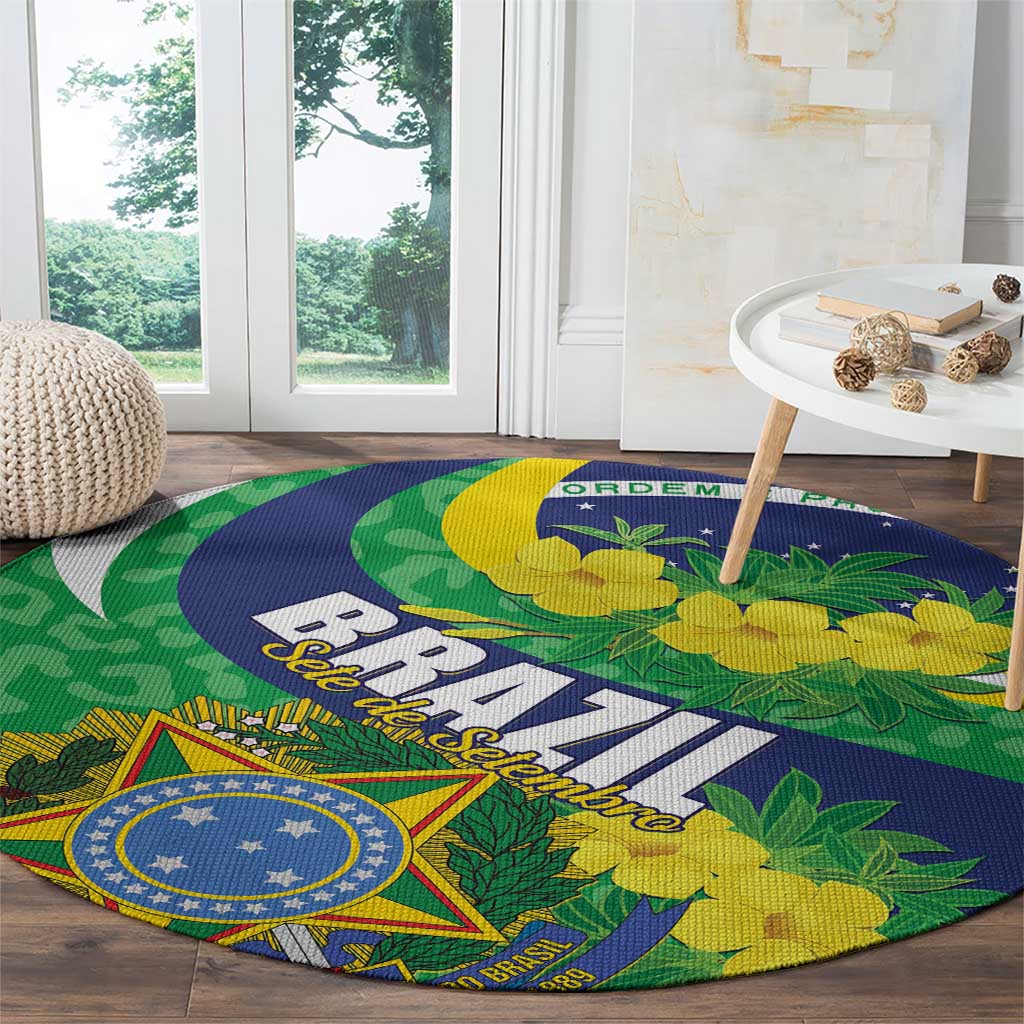 Brazil Sete de Setembro Round Carpet Flor De Ipê Amarel Leopard Pattern