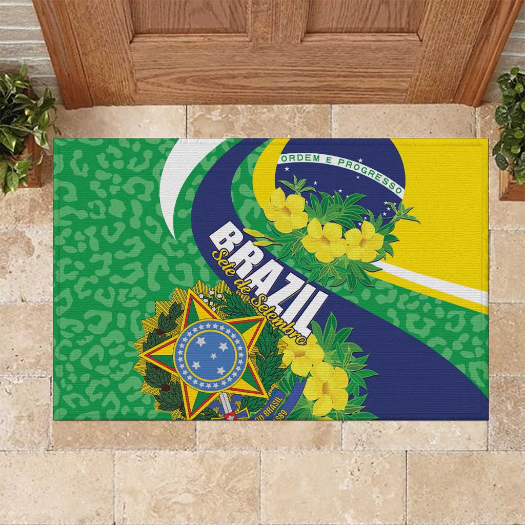 Brazil Sete de Setembro Rubber Doormat Flor De Ip Amarel Leopard Pattern - Wonder Print Shop