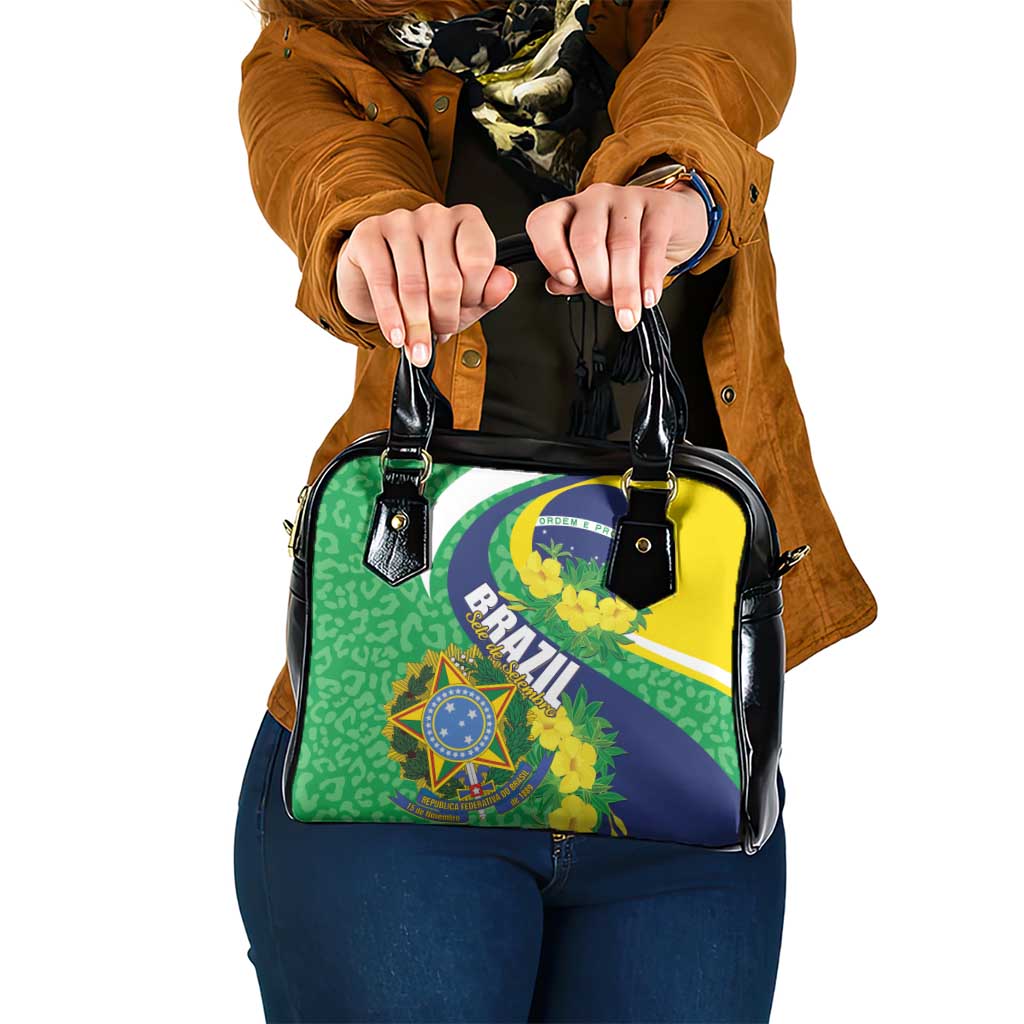 Brazil Sete de Setembro Shoulder Handbag Flor De Ipê Amarel Leopard Pattern