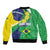 Brazil Sete de Setembro Sleeve Zip Bomber Jacket Flor De Ip Amarel Leopard Pattern - Wonder Print Shop
