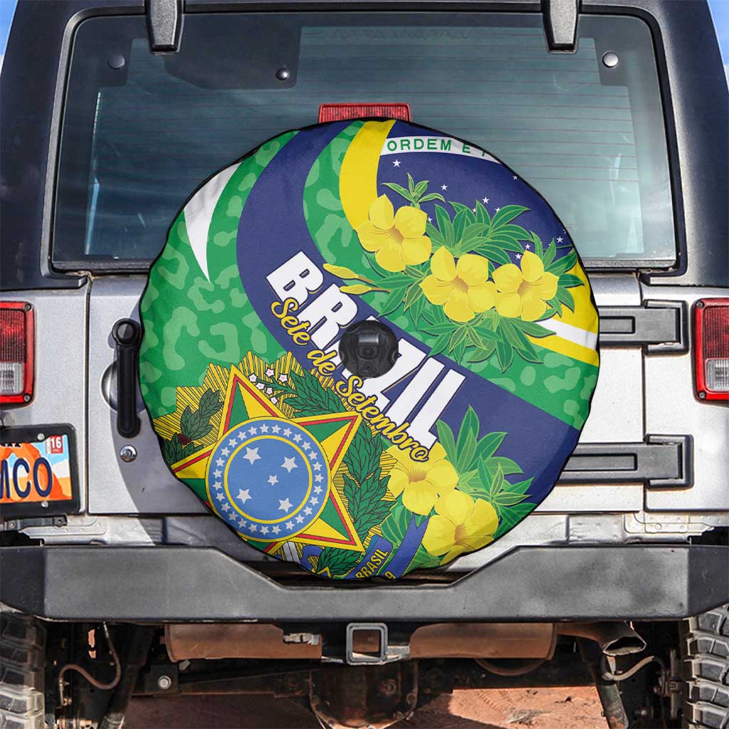 Brazil Sete de Setembro Spare Tire Cover Flor De Ip Amarel Leopard Pattern - Wonder Print Shop