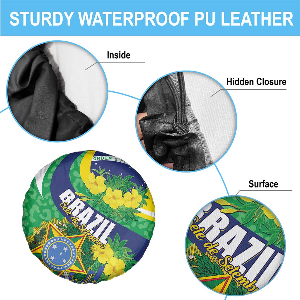 Brazil Sete de Setembro Spare Tire Cover Flor De Ip Amarel Leopard Pattern - Wonder Print Shop