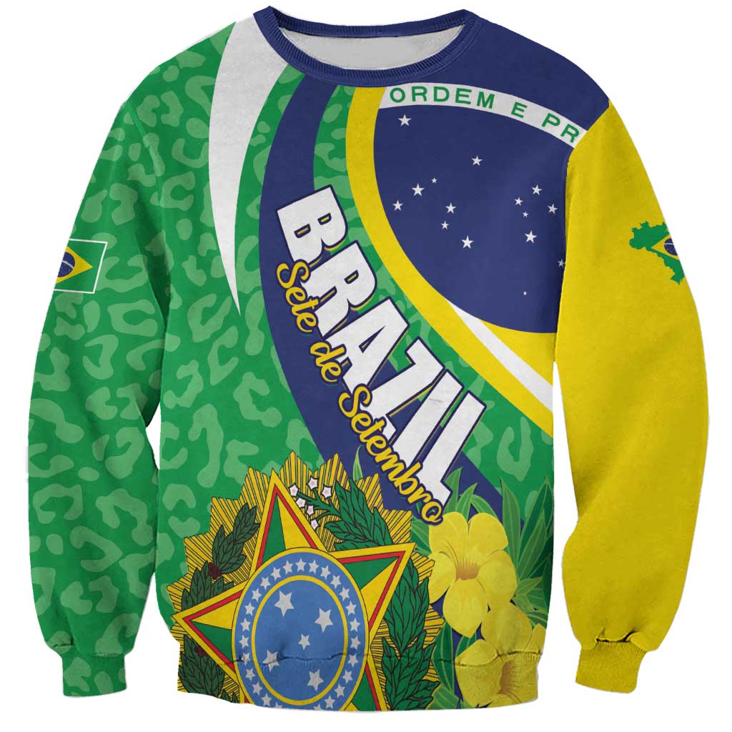 Brazil Sete de Setembro Sweatshirt Flor De Ip Amarel Leopard Pattern - Wonder Print Shop
