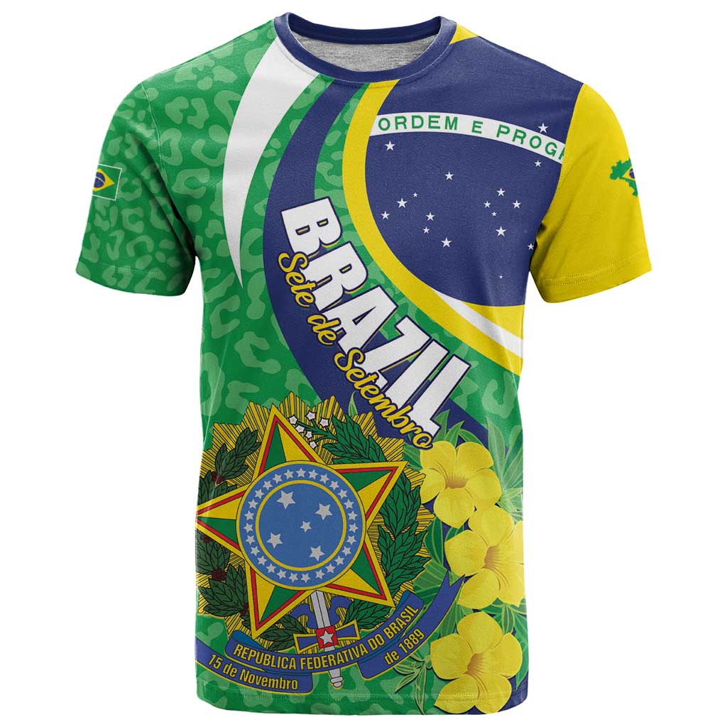 Brazil Sete de Setembro T Shirt Flor De Ip Amarel Leopard Pattern - Wonder Print Shop
