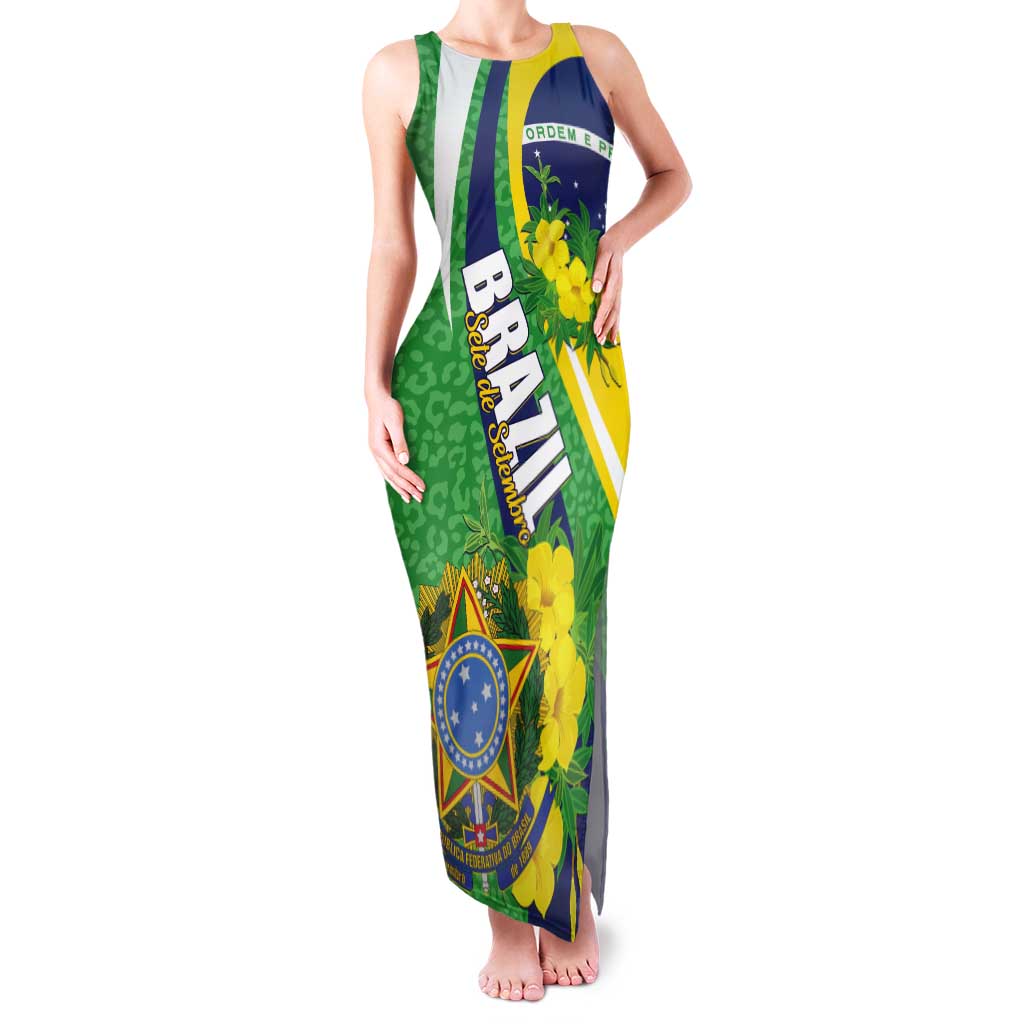 Brazil Sete de Setembro Tank Maxi Dress Flor De Ip Amarel Leopard Pattern - Wonder Print Shop