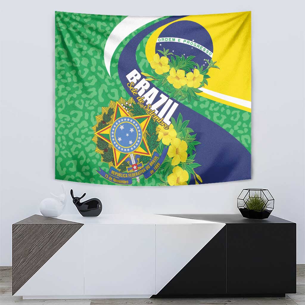 Brazil Sete de Setembro Tapestry Flor De Ip Amarel Leopard Pattern - Wonder Print Shop