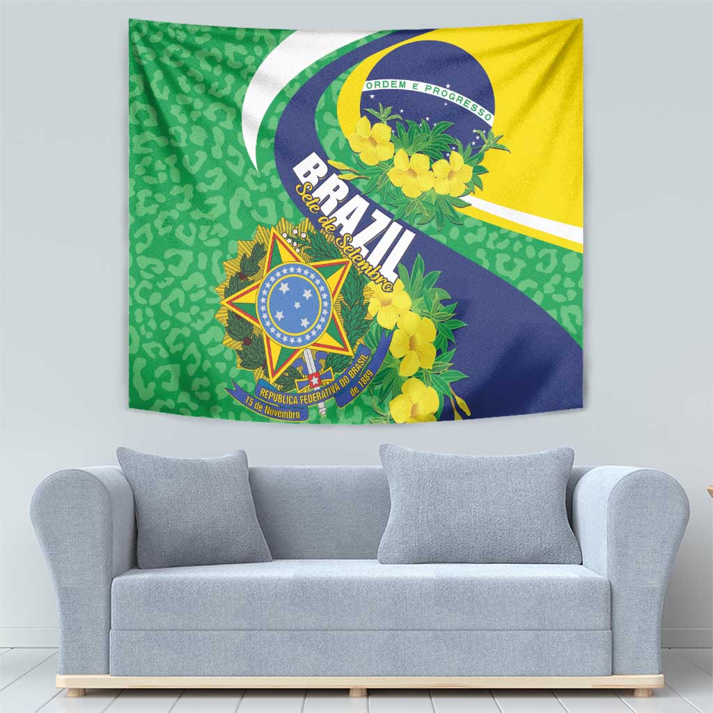 Brazil Sete de Setembro Tapestry Flor De Ip Amarel Leopard Pattern - Wonder Print Shop