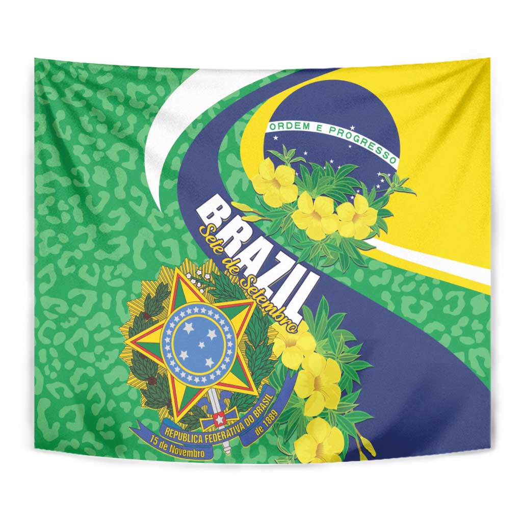 Brazil Sete de Setembro Tapestry Flor De Ip Amarel Leopard Pattern - Wonder Print Shop