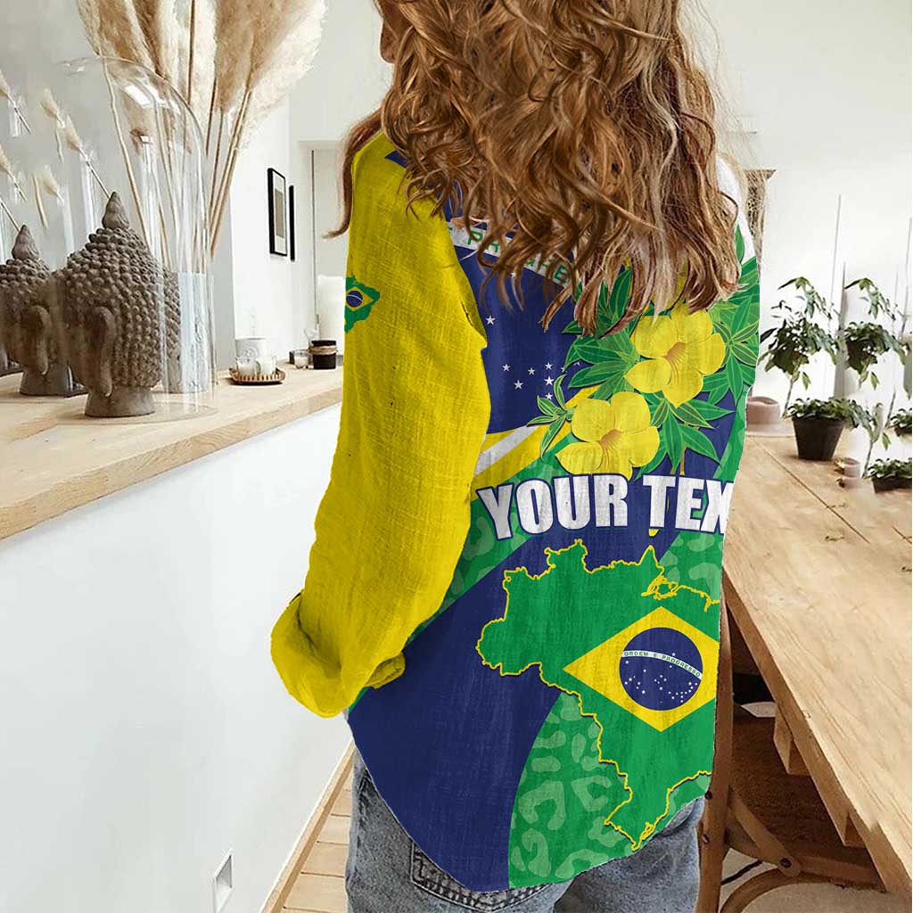 Brazil Sete de Setembro Women Casual Shirt Flor De Ip Amarel Leopard Pattern - Wonder Print Shop