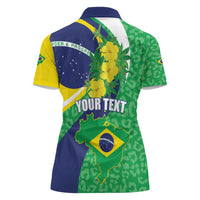 Brazil Sete de Setembro Women Polo Shirt Flor De Ip Amarel Leopard Pattern - Wonder Print Shop