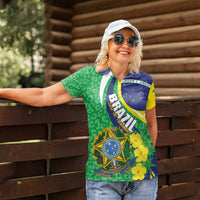 Brazil Sete de Setembro Women Polo Shirt Flor De Ip Amarel Leopard Pattern - Wonder Print Shop