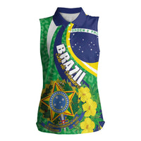 Brazil Sete de Setembro Women Sleeveless Polo Shirt Flor De Ip Amarel Leopard Pattern - Wonder Print Shop