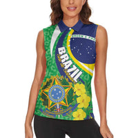 Brazil Sete de Setembro Women Sleeveless Polo Shirt Flor De Ip Amarel Leopard Pattern - Wonder Print Shop