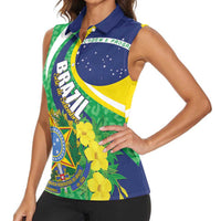 Brazil Sete de Setembro Women Sleeveless Polo Shirt Flor De Ip Amarel Leopard Pattern - Wonder Print Shop
