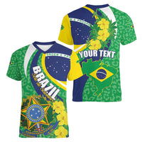 Brazil Sete de Setembro Women V-Neck T-Shirt Flor De Ip Amarel Leopard Pattern - Wonder Print Shop
