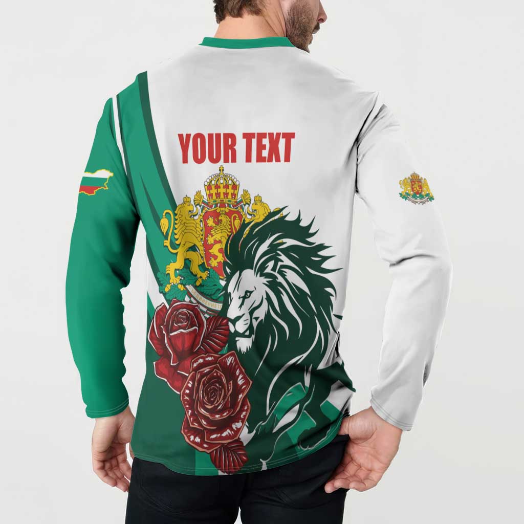 Bulgaria Button Sweatshirt Coat of Arms Lion with Roses - Wonder Print Shop