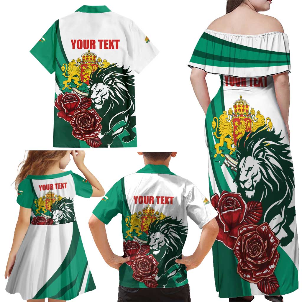Bulgaria Family Matching Off Shoulder Maxi Dress and Hawaiian Shirt Coat of Arms Lion with Roses - Wonder Print Shop