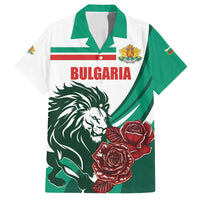 Bulgaria Family Matching Short Sleeve Bodycon Dress and Hawaiian Shirt Coat of Arms Lion with Roses - Wonder Print Shop