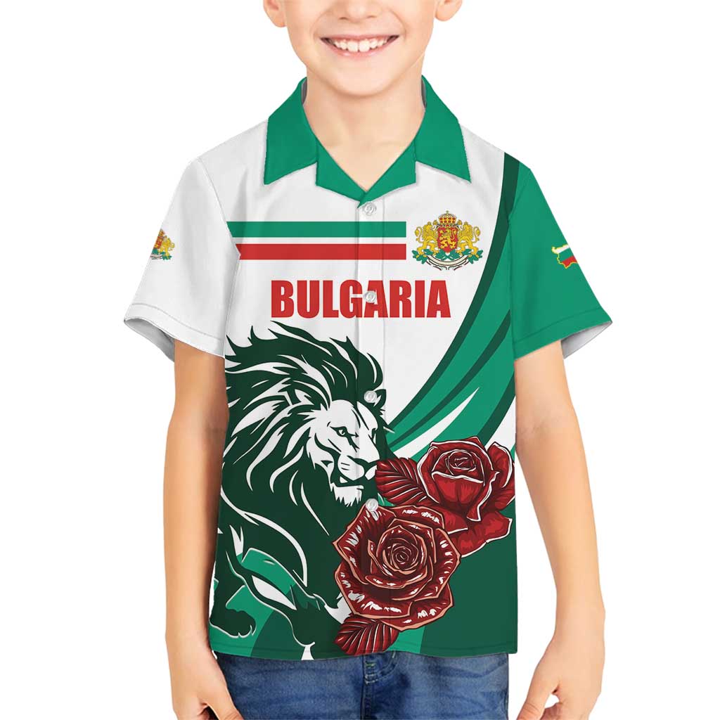 Bulgaria Family Matching Tank Maxi Dress and Hawaiian Shirt Coat of Arms Lion with Roses - Wonder Print Shop