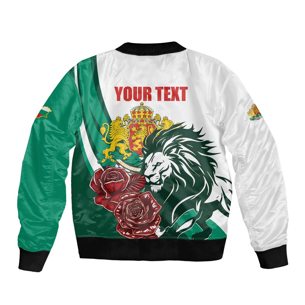 Bulgaria Sleeve Zip Bomber Jacket Coat of Arms Lion with Roses - Wonder Print Shop