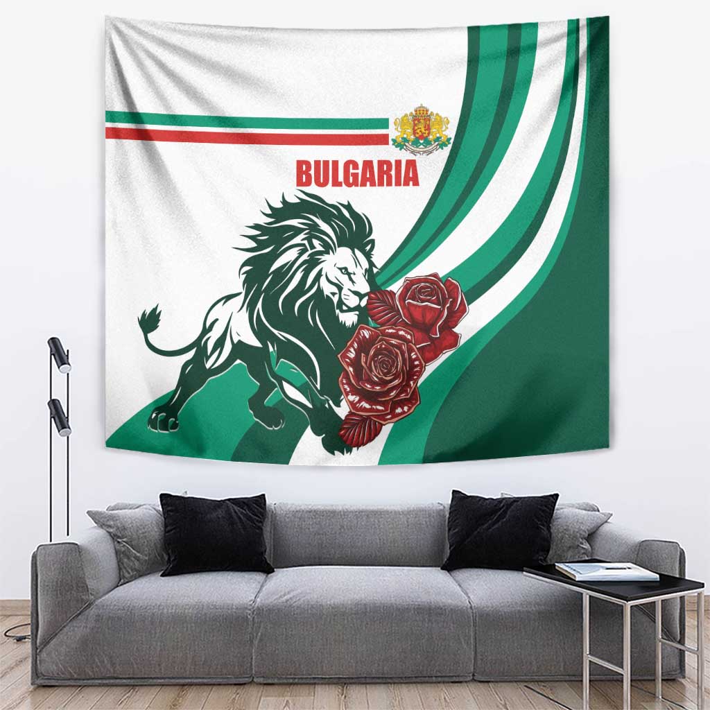 Bulgaria Tapestry Coat of Arms Lion with Roses - Wonder Print Shop