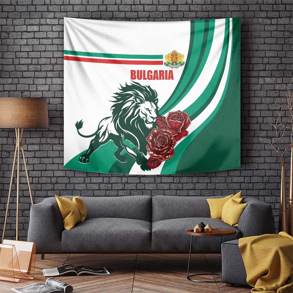 Bulgaria Tapestry Coat of Arms Lion with Roses - Wonder Print Shop