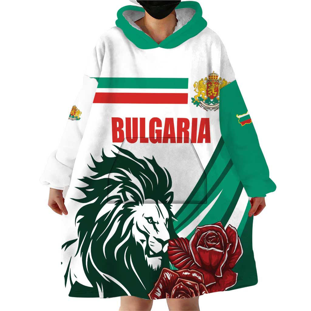 Bulgaria Wearable Blanket Hoodie Coat of Arms Lion with Roses - Wonder Print Shop