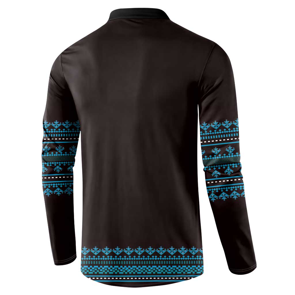 Bulgaria Traditional Pattern Blue Button Sweatshirt Balkan Culture - Wonder Print Shop