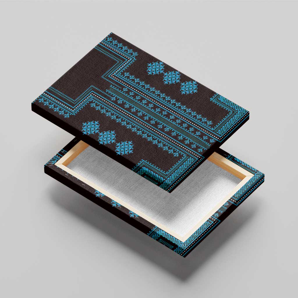 Bulgaria Traditional Pattern Blue Canvas Wall Art Balkan Culture - Wonder Print Shop