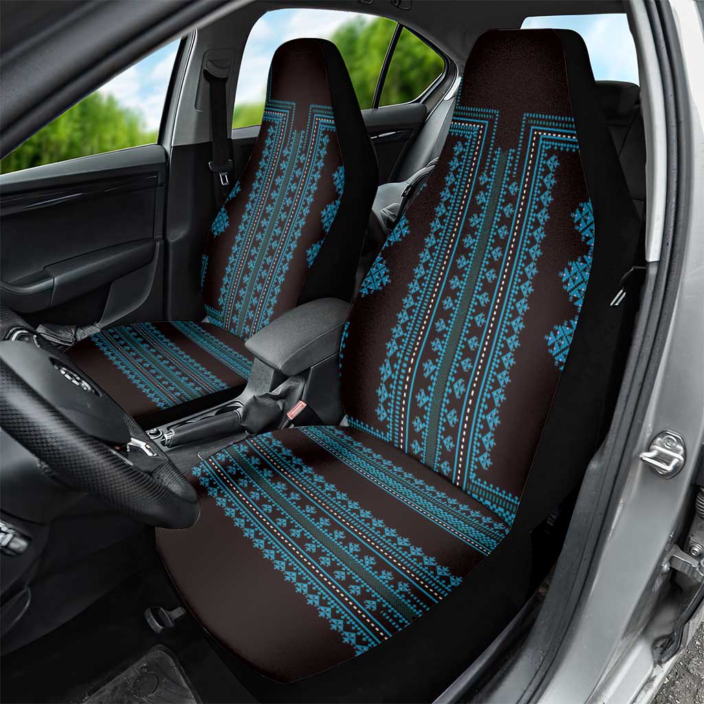 Bulgaria Traditional Pattern Blue Car Seat Cover Balkan Culture - Wonder Print Shop