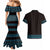 Bulgaria Traditional Pattern Blue Couples Matching Mermaid Dress and Hawaiian Shirt Balkan Culture - Wonder Print Shop