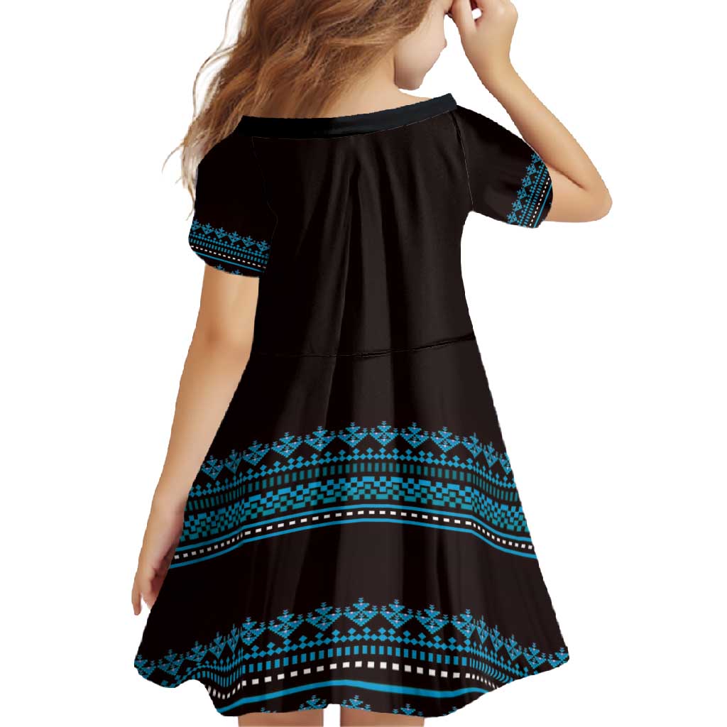 Bulgaria Traditional Pattern Blue Family Matching Off Shoulder Maxi Dress and Hawaiian Shirt Balkan Culture - Wonder Print Shop