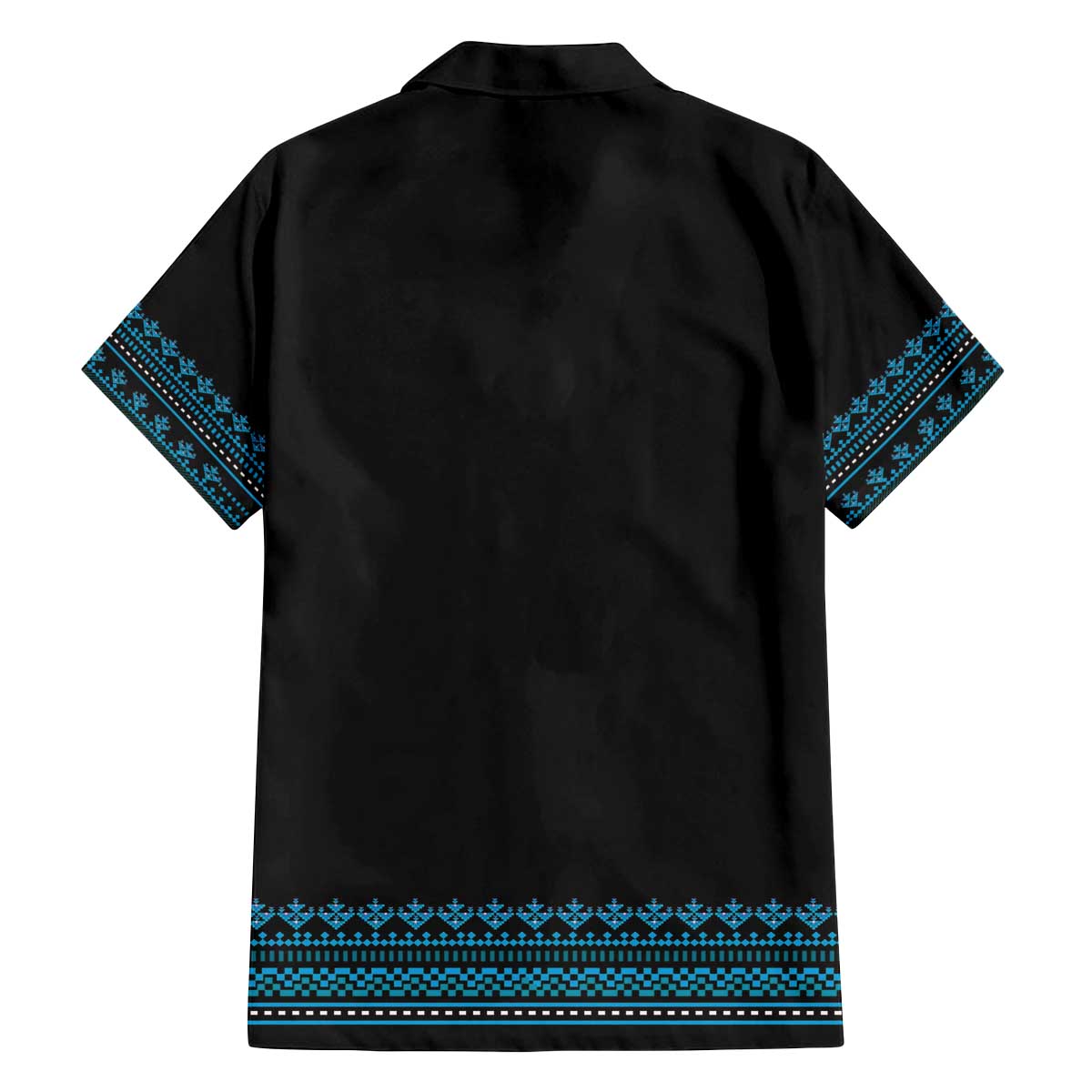 Bulgaria Traditional Pattern Blue Family Matching Off Shoulder Short Dress and Hawaiian Shirt Balkan Culture - Wonder Print Shop