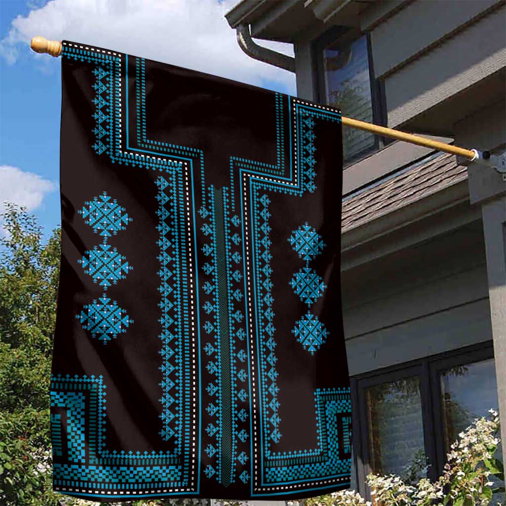 Bulgaria Traditional Pattern Blue Garden Flag Balkan Culture - Wonder Print Shop