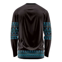 Bulgaria Traditional Pattern Blue Long Sleeve Shirt Balkan Culture - Wonder Print Shop