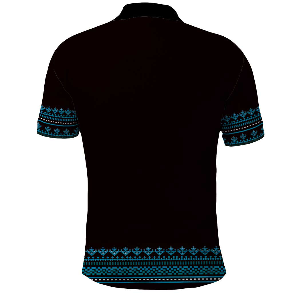 Bulgaria Traditional Pattern Blue Polo Shirt Balkan Culture - Wonder Print Shop