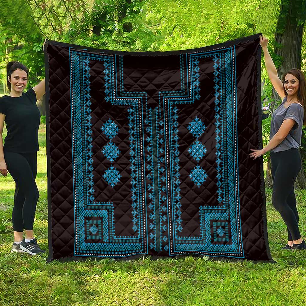 Bulgaria Traditional Pattern Blue Quilt Balkan Culture - Wonder Print Shop
