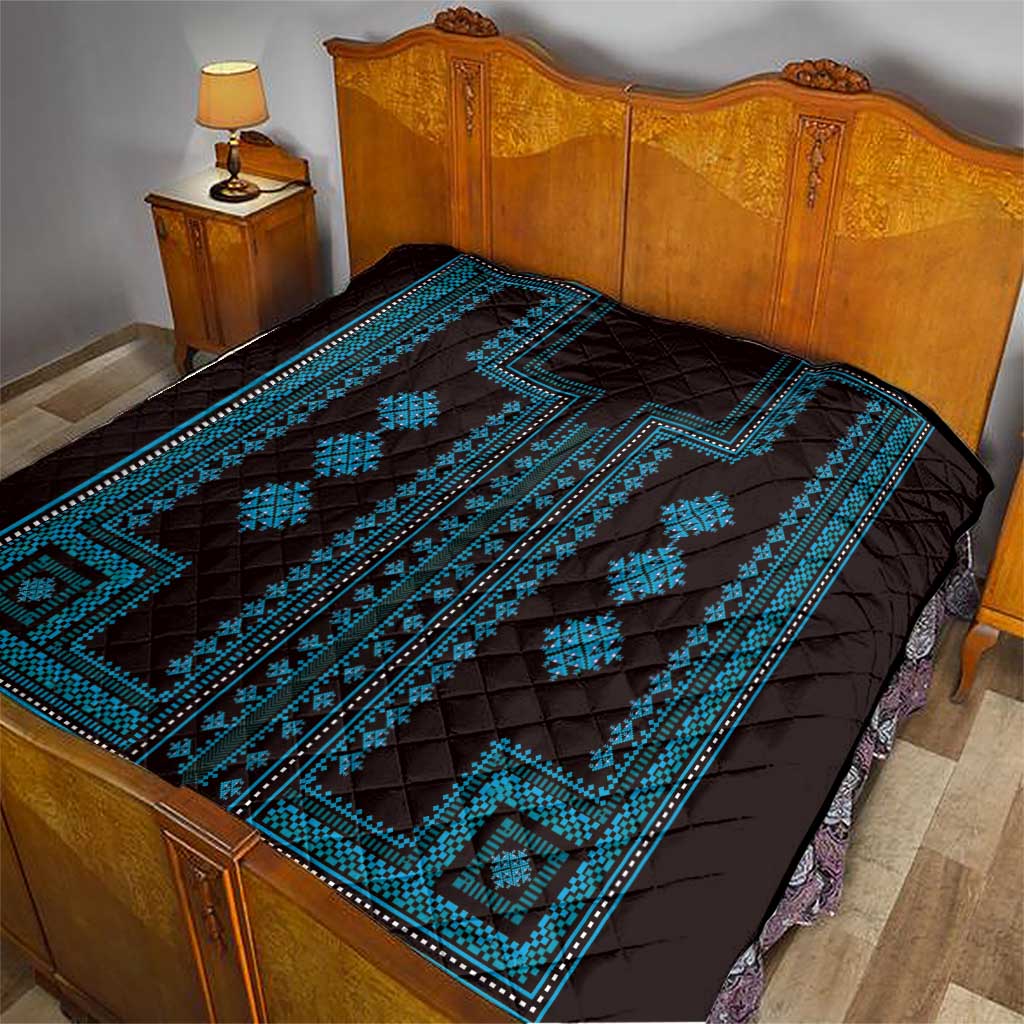 Bulgaria Traditional Pattern Blue Quilt Balkan Culture - Wonder Print Shop