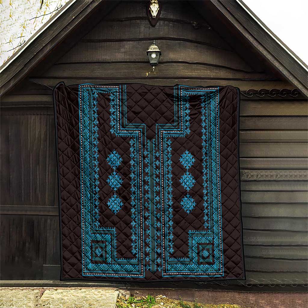 Bulgaria Traditional Pattern Blue Quilt Balkan Culture - Wonder Print Shop